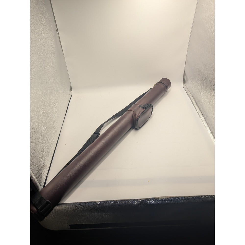 Imperial Pool Cue Case Brown Faux Leather Hard Shell 1x1 Carrying Bag Strap